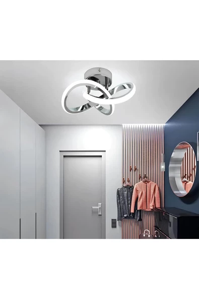 burenze Modern 3 Renk Işık Boomerang Plafonyer Tavan Led Avize Krom - 4