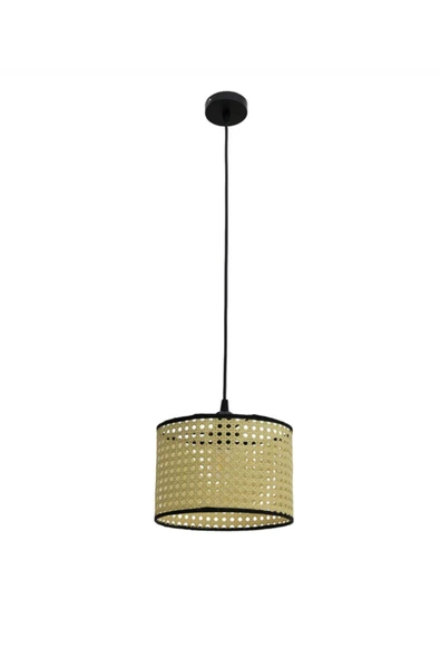 burenze Modern Rattan Boheme Tasarım Salon Mutfak Oturma Odası Avize Doğal Hazeran Tekli Avize Hasır 15 Cm - 3