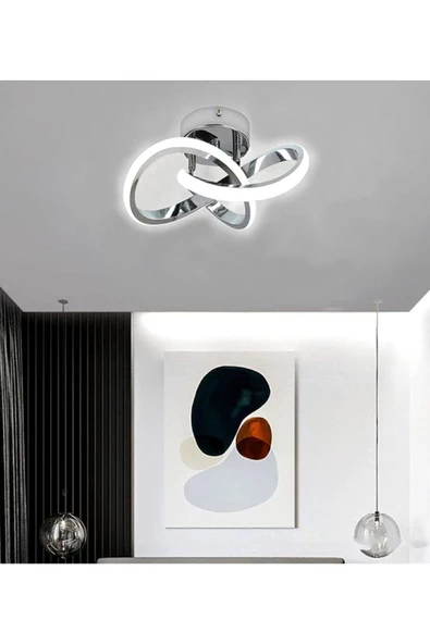 burenze Modern Plafonyer Boomerang Led Avize Antre Hol Mutfak Oturma Odası Salon Avizesi Ledli Avize Krom - 3