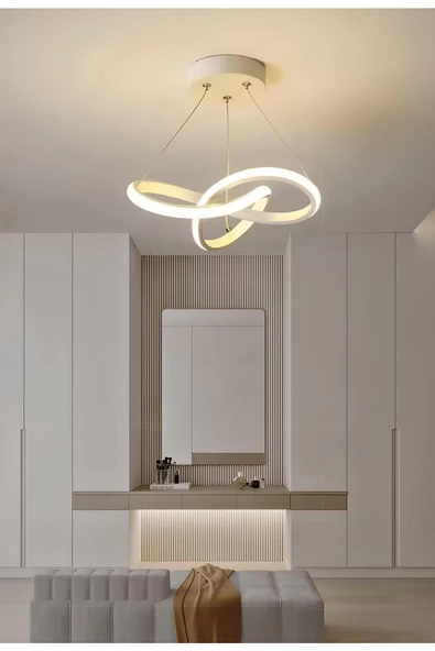 burenze Modern Tasarım Bumerang Sarkıt Power Led Avize Hol Antre Mutfak Salon Oturma Odası Avize Beyaz Gövde