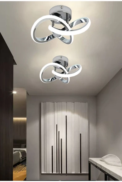 burenze Modern Plafonyer Boomerang Led Avize Antre Hol Mutfak Oturma Odası Salon Avizesi Ledli Avize Krom - 2