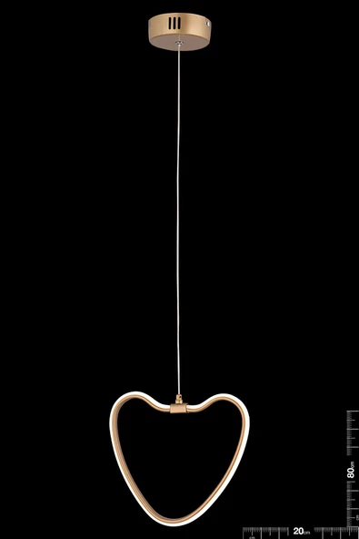 burenze Modern Tasarım Heart Kalp Led Avize Şık Görsel Ledli Uzun Ömürlü 1. Sınıf Eskitme Gold Sarı Gövde - 3