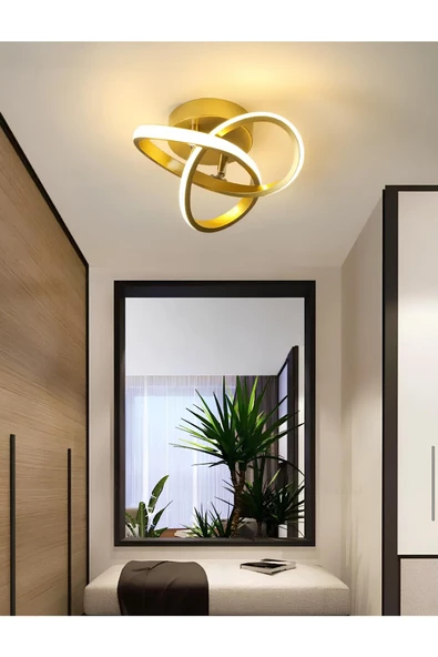 burenze Modern Plafonyer Salon Mutfak Oturma Odası Avize Boomerang Led Avize Eskitme Gold Gün Işığı 4000k