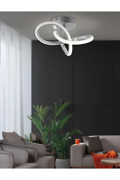 burenze Modern 3 Renk Işık Boomerang Plafonyer Tavan Led Avize Krom