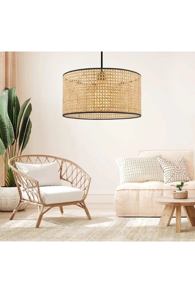 Fico Home Modern Iskandinav Tasarım Doğal Hazeran Salon Mutfak Oturma Odası Avize Hasır Avize 34 Cm