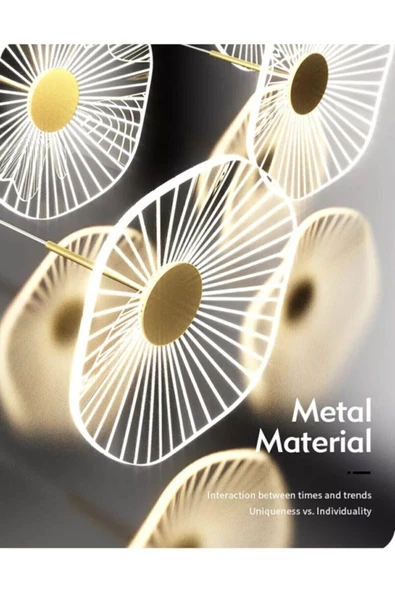 Fico Home Üçlü Sıralı Sarkıt Led Avize Jellyfish Gold Sarı Ledli Avize - 4