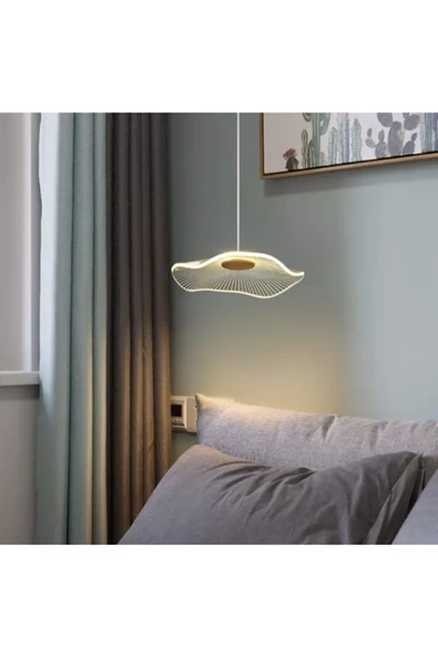 burenze Luxury Exclusive Tekli Sarkıt Led Avize Jellyfish Gold Sarı Ledli Avize 18 Cm Çap - 5
