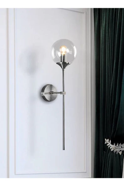 burenze Modern Tasarım Camlı Aplik Krom Gövde Füme Camlı 1 Adet Elektrikle Çalışan - 2