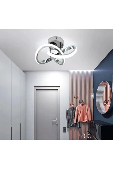 Fico Home Modern Plafonyer Salon Mutfak Oturma Odası Avize Boomerang Led Avize Krom Beyaz Işık Ledli Avize - 4