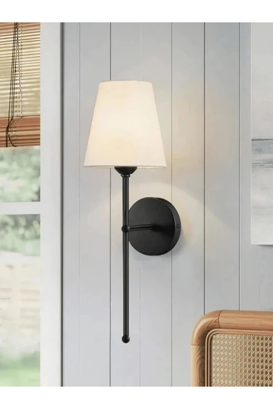 Fico Home Modern Tasarım 1 Adet Pilli Aplik Aç Kapa Butonlu Kablosuz Krem Abajur Tak Çalıştır Siyah - 3