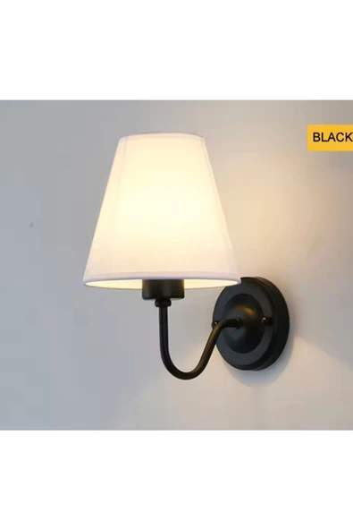 burenze Modern Tasarım Aplik Siyah Gövde Krem Abajur Elektrikle Çalışır - 3