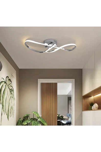 burenze Modern Luxury Tasarım Plafonyer Led Avize Krom - Resim 2