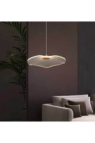 burenze Luxury Exclusive Tekli Sarkıt Led Avize Jellyfish Gold Sarı Ledli Avize 18 Cm Çap - 6