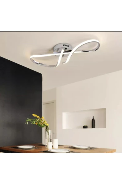 burenze Modern Luxury Tasarım Plafonyer Led Avize Krom - Resim 5