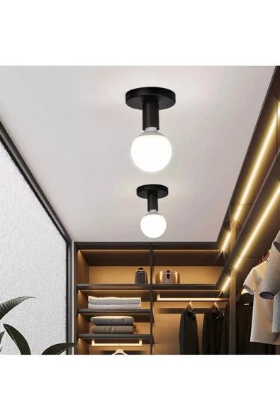 Fico Home Tavana Sıfır Plafonyer Metal Siyah Avize E-27 Duy - 2