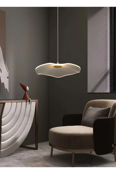 burenze Luxury Exclusive Tekli Sarkıt Led Avize Jellyfish Gold Sarı Ledli Avize 18 Cm Çap