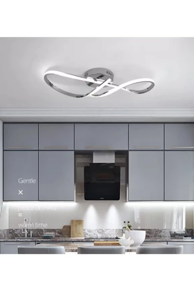 burenze Modern Luxury Tasarım Plafonyer Led Avize Krom - Resim 3