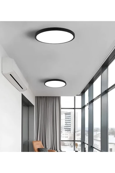 burenze Modern Tavana Sıfır Led Avize Buz Beyazı Işık Salon Mutfak Oturma Odası Avize Siyah Metal Kasa
