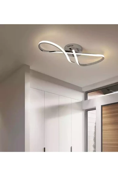 burenze Modern Luxury Tasarım Plafonyer Led Avize Krom - Resim 4