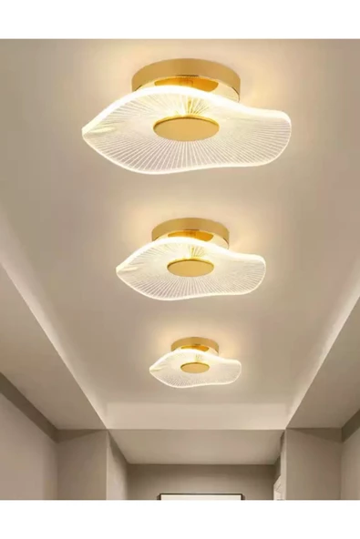 burenze Luxury Exclusive Plafonyer Tavan Led Avize Jellyfish Gold Sarı Ledli Avize - 4