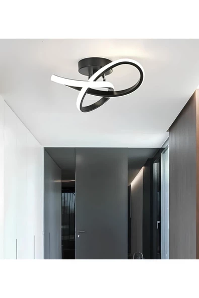 burenze Modern Plafonyer Tavan Salon Mutfak Oturma Odası Avize Boomerang Led Avize Siyah