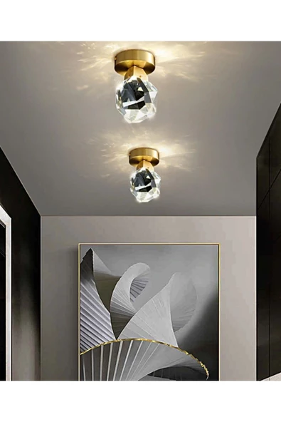 burenze Luxury Modern Kristal Taş Led Avize Diamond Krom Ledli Avize - 4