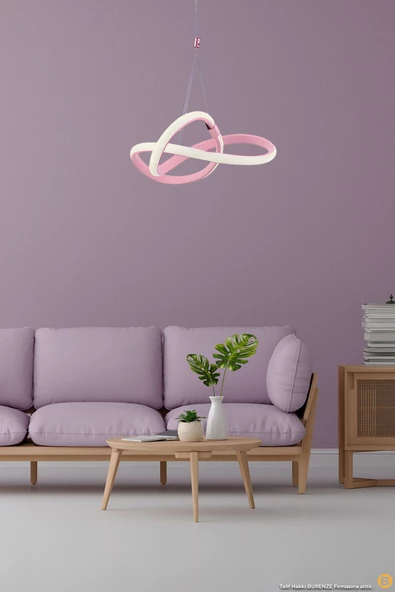 burenze Modern Tekli Sarkıt Power Led Avize Pembe Beyaz Işık Ledli Çocuk Odası Avize