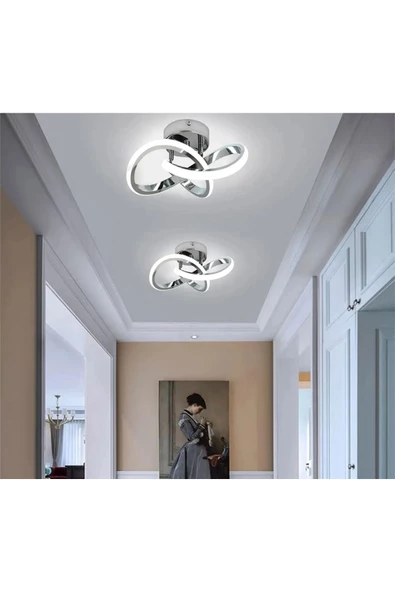 Fico Home Modern Plafonyer Salon Mutfak Oturma Odası Avize Boomerang Led Avize Krom Beyaz Işık Ledli Avize - 3