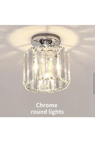 Fico Home Luxury Tavan Kristal Taşlı Avize Krom Hol Antre Avize Büyük Boy - 6