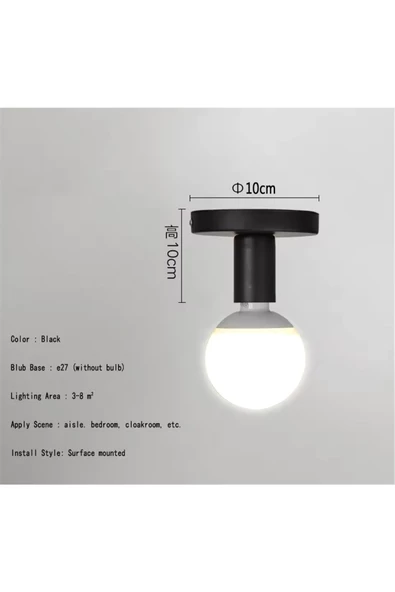 Fico Home Tavana Sıfır Plafonyer Metal Siyah Avize E-27 Duy - 5