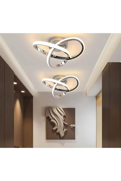 burenze Modern Plafonyer Tavan Led Avize Salon Mutfak Oturma Odası Avize Krom 2 Adet Set Fiyat