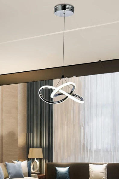 Fico Home Modern Tekli Sarkıt Power Led Avize Krom Kaplama Ledli Avize