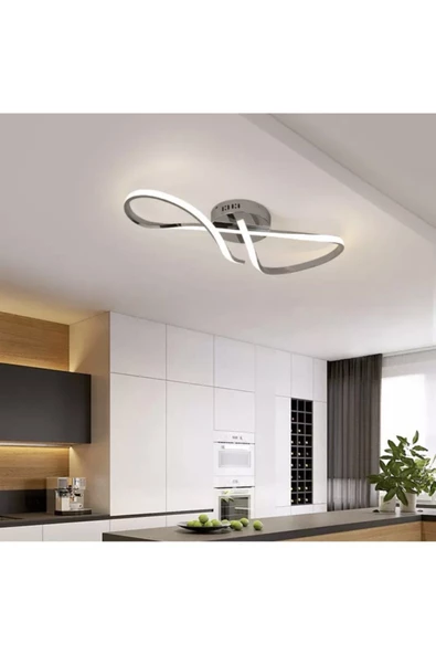 burenze Modern Luxury Tasarım Plafonyer Led Avize Krom