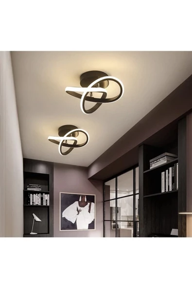 burenze Modern Plafonyer Tavan Salon Mutfak Oturma Odası Avize Led Avize Siyah 2 Adet Set Fiyat - 2