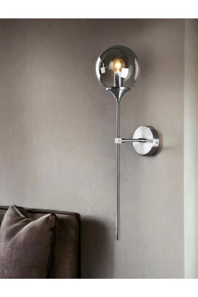 burenze Modern Tasarım Camlı Aplik Krom Gövde Füme Camlı 1 Adet Elektrikle Çalışan
