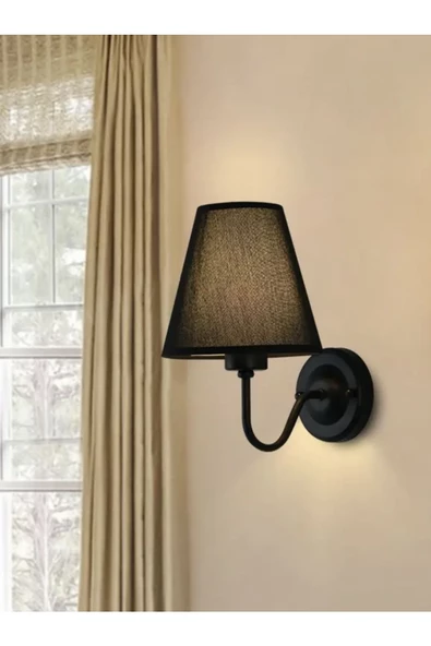 burenze Modern Duvar Aplik Siyah Abajur Siyah Gövde Elektrikle Çalışır