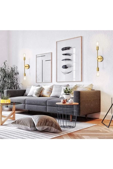 burenze Modern Tasarım Eskitme Gold Sarı Duvar Aplik Şık Görsellik Katar - 4