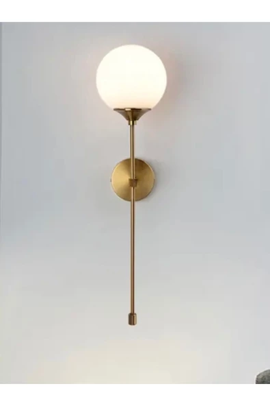 Buiva Modern Pilli Duvar Aplik Eskitme Gold Sarı Glop Camlı Pilli Power Led Aplik - 5