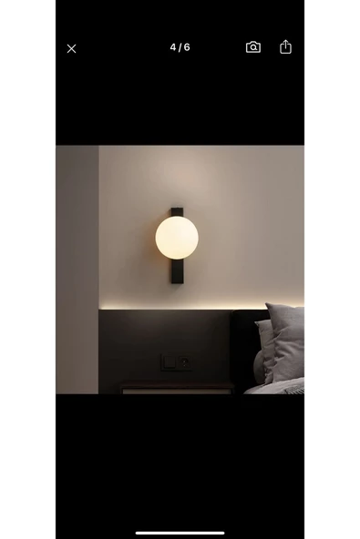 Buiva Modern Aplik Duvar Aplik Siyah Gövde Beyaz Glop Cam E-27 Duy - 4