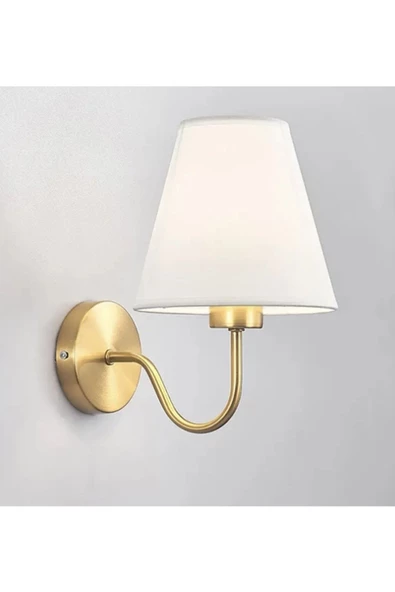 burenze Duvar Aplik Eksitme Gold Gövde Beyaz Abajur Modern Şık Görsellik - 5