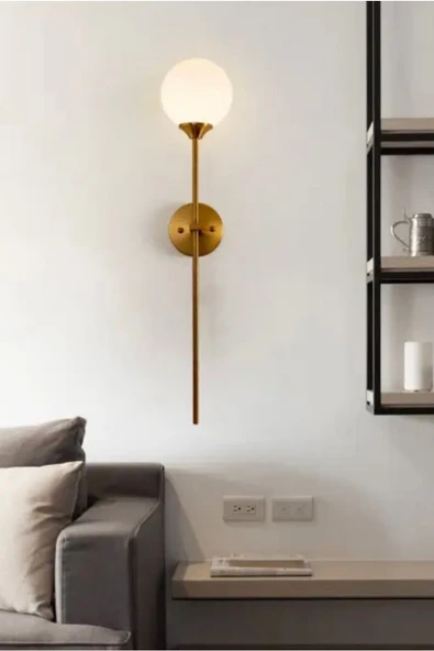 Buiva Modern Pilli Duvar Aplik Eskitme Gold Sarı Glop Camlı Pilli Power Led Aplik - 6