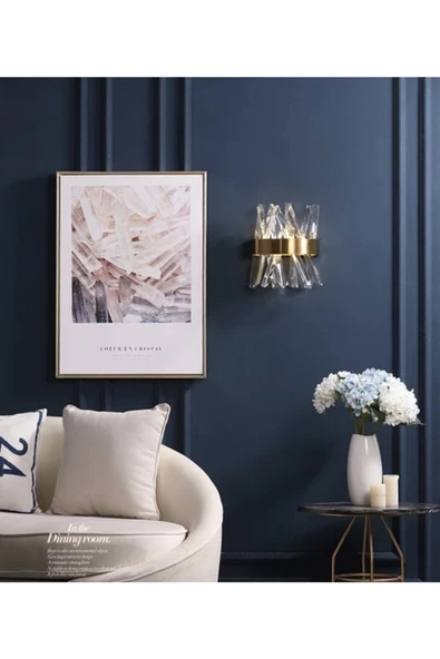 burenze Modern Luxury Kristal Taşlı Ledli Aplik Gold Eskitme Concept Ürün Eskitme - Resim 4