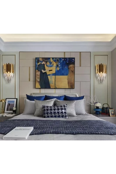 burenze Gold Sarı Modern Luxury Kristal Taşlı Aplik - 3