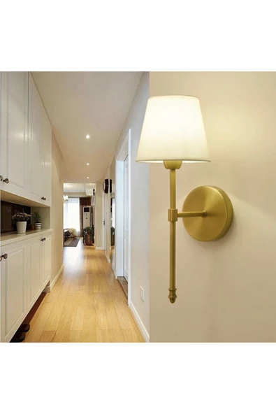 burenze Modern Tasarım 1 Adet Ledli Pilli Aplik Tak Çalıştır Eskitme Gold Sarı Krem Abajur Gün Işığı Pilli - 6