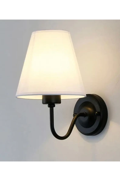 Buiva Modern Aplik Siyah Gövde Açık Krem Abajur Elektrik İle Çalışır