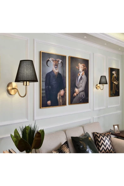 burenze Modern Tasarım Pilli Aplik Gold Sarı Ledli Tak Çalıştır Siyah Şapkalı Led Aplik Harika Görsel - 2