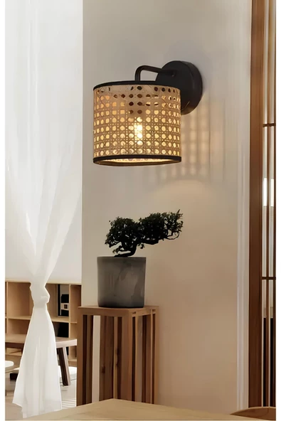 Fico Home Modern Hazeran Pilli Aplik Hasır Pilli Aplik Elektrik Tesisatı Gerektirmez Tak Kullan - 5