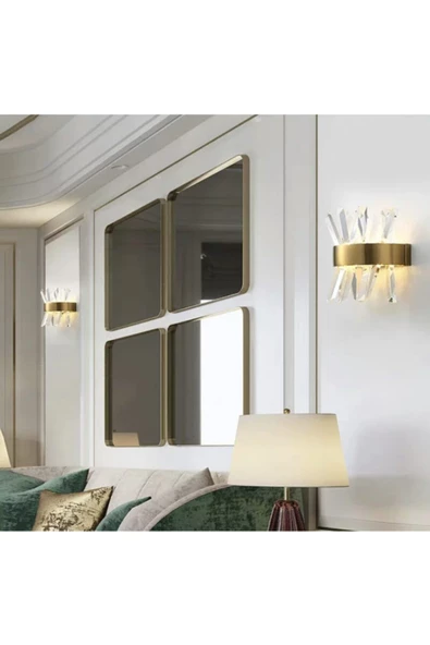 burenze Modern Luxury Kristal Taşlı Ledli Aplik Gold Eskitme Concept Ürün Eskitme - Resim 3