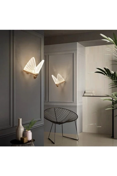 burenze Elegance Modern Kelebek Tasarım Duvar Led Aplik Rose Gold Sarı Harika Görsel - 2