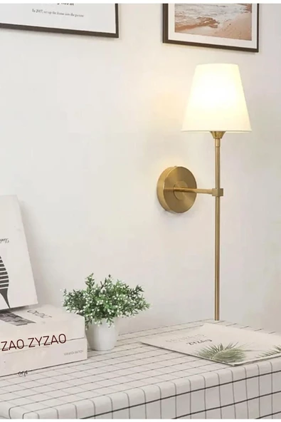 Fico Home Duvar Aplik Krem Abajur Eskitme Gold Sarı Modern Tasarım Elektrik Ile Çalışır - 5